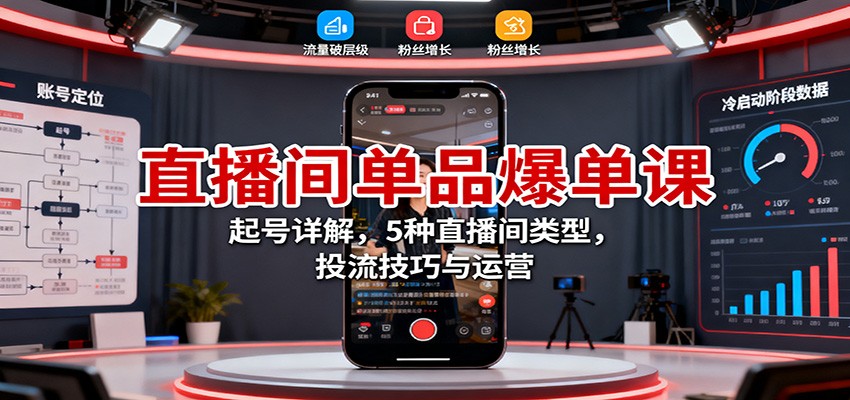 直播间单品爆单课：起号详解，5种直播间类型，投流技巧与运营-星晨科技