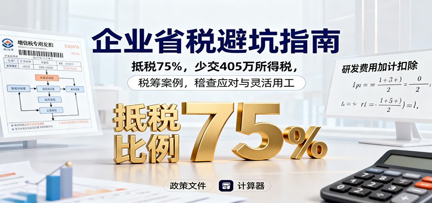 企业省税避坑指南：抵税75%，少交405万所得税，税筹案例，稽查应对与灵活用工-星晨科技