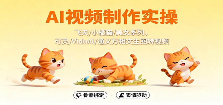 AI视频制作实操，飞天/小橘猫/美女系列，可灵/ViduAl/通义万相文生图转视频-星晨科技