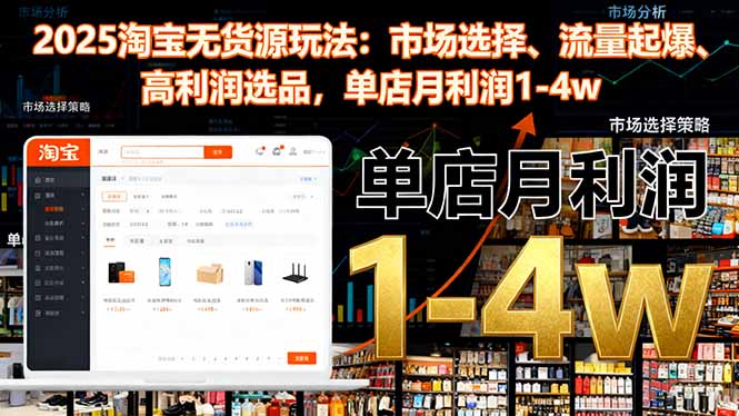 2025淘宝无货源玩法:市场选择、流量起爆、高利润选品,单店月利润1-4w-星晨科技