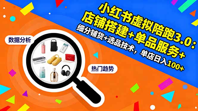 小红书虚拟陪跑3.0:店铺搭建+单品服务+细分铺货+选品技术,单店日入100+-星晨科技
